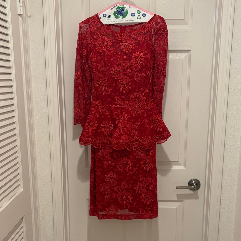 Elegant Red Lace Dress. Couture Rose Taft by Melanie Harris.